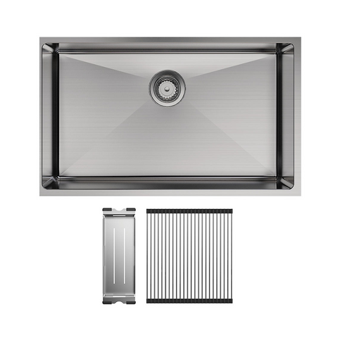 Fienza Hana Single Kitchen Sink 55L (Ultimate Sink Kit) Stainless Steel 68405-KIT
