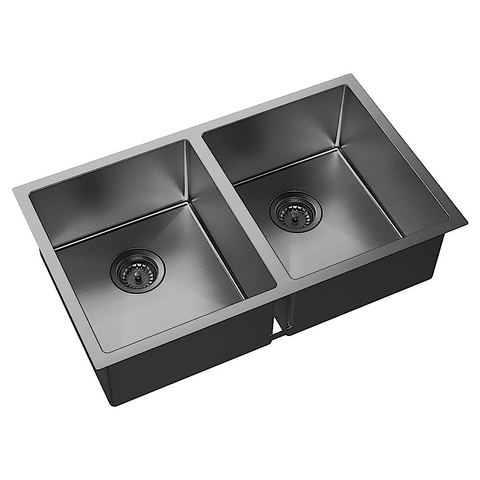 Fienza Hana Double Kitchen 27L Sink PVD Carbon Metal 68403CM