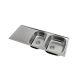 Everhard Sink 1080mm Right Hand 1.75 Bowl & Drainer Stainless Steel 73192