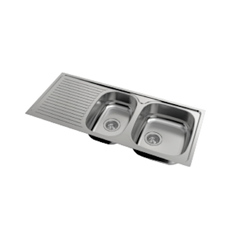 Everhard Sink 1080mm Right Hand 1.75 Bowl & Drainer Stainless Steel 73192