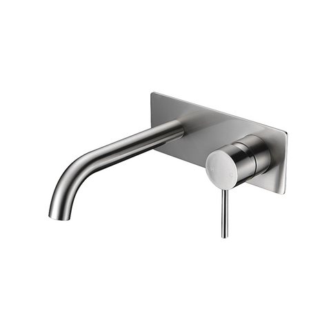 Ikon Hali Wall Mixer and Curved Spout Brushed Nickel HYB88-602BN