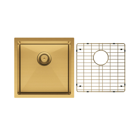 Fienza Hana Single Kitchen 32L Sink Kit PVD Rugged Brass 68401RB-KIT