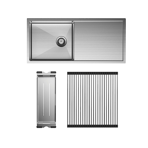 Fienza Hana Single Kitchen 36L Sink with Drainer Kit Stainless Steel 68404-KIT