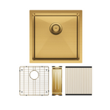 Fienza Hana Single Kitchen 32L Sink Kit PVD Rugged Brass 68401RB-KIT