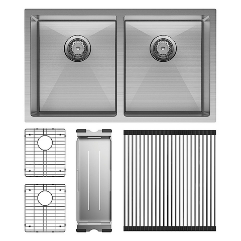 Fienza Hana Double Kitchen 27L Sink Kit Stainless Steel 68403-KIT