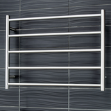 Radiant Brushed 750 x 550mm Round Heated Towel Rail (Left Wiring) BRU-RTR03LEFT