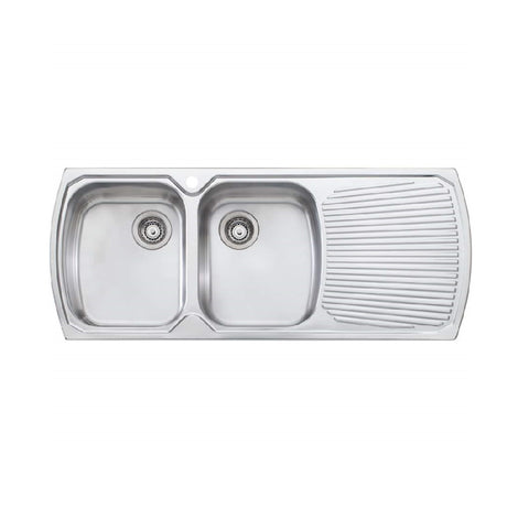 Oliveri Monet 1200mm Double Bowl Sink With Right Hand Drainer Stainless Steel MO771