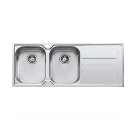 Oliveri Flinders 1200mm Double Bowl Topmount Sink With Drainer Stainless Steel FL171