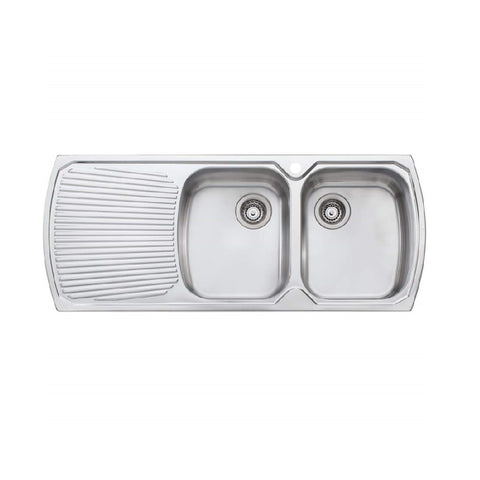 Oliveri Monet 1200mm Double Bowl Sink With Left Hand Drainer Stainless Steel MO772