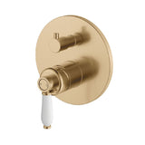 Fienza Eleanor Wall Mixer Diverter Urban Brass with White Ceramic Handle 202102UB