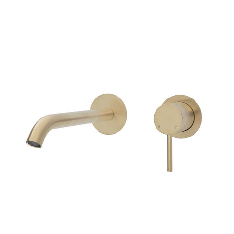 Fienza Kaya Wall Basin/ Bath Mixer Set Round Plate 200mm Outlet Urban Brass 228104UB-200 (4705868021820)