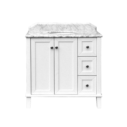 Turner Hastings Coventry 90 x 55 Satin White Vanity with Real Marble Top & Ceramic Undercounter Basin 1 th CO90W-1TH