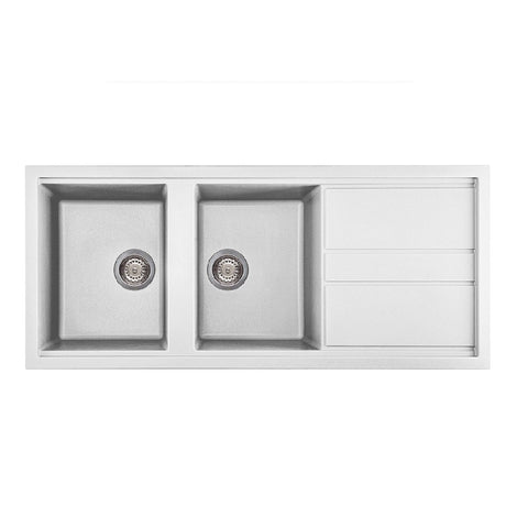 Artusi Sink Two Bowl  With Drainer 1160 X 510 White AGS1162W (4615433060412)