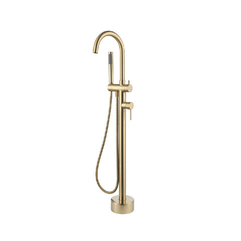 Fienza Kaya Floor Mounted Bath Mixer with Hand Shower Urban Brass 213113UB (4705867857980)