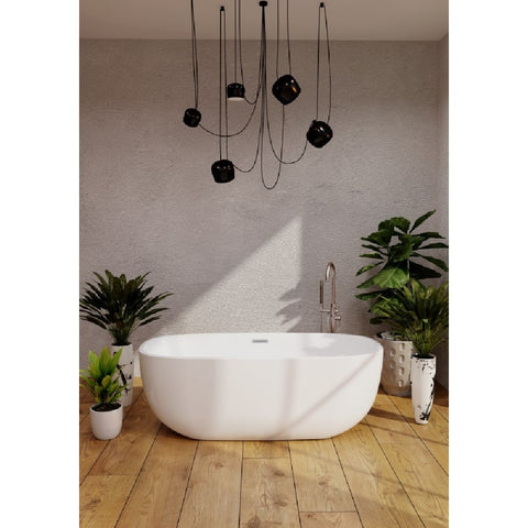 BelBagno Ally 1700mm Freestanding Bath Arcylic White BB9778 (Bonus: Pop up waste colour included)