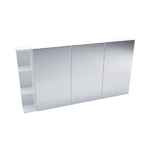 Fienza Mirror Cabinet 1350mm with one side shelf Gloss White PS135 (4689840767036)