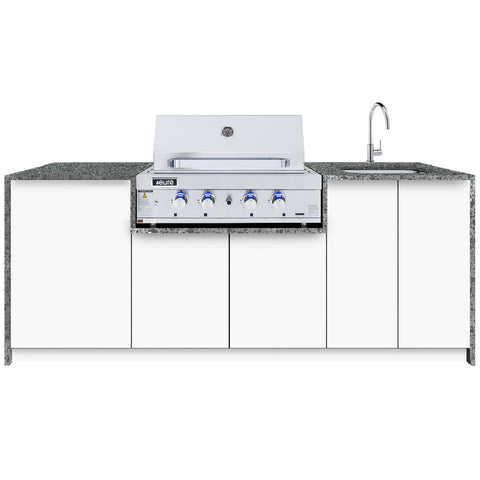 Euro Alfresco Outdoor Kitchen Sasha 2.3m long White Cabinetry/20mm Sparkling Grey Stone Benchtop Free Assembly, Check & Measure* Sasha18