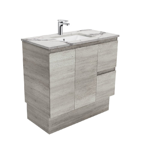 Fienza Edge Industrial Calacatta Marble Kicker 900mm Vanity (Right Drawers) SM90XKR (4597292204092)