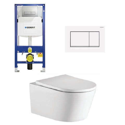 Geberit Toilet Package, Oliveri Oslo Wall Hung Pan, Sigma 8 Inwall Cistern Frame with Sigma 30 Flush Plate Matt White (4675267330108)