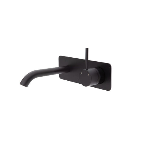 Fienza Kaya Up Wall Basin/ Bath Mixer Set Soft Square Plate 160mm Outlet Matte Black 228119B (4705867333692)