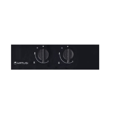 Artusi Cooktop 30cm Gas with Cast Iron Trivets Black Glass CAGH32B