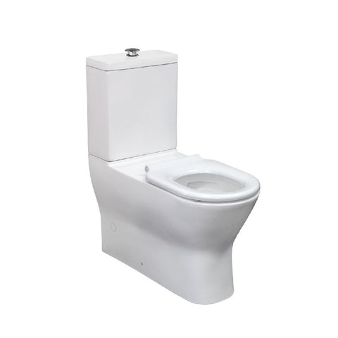 Fienza Delta Care 800 White Toilet Suite S Trap 90-280mm White Seat, Raised Button K013WA