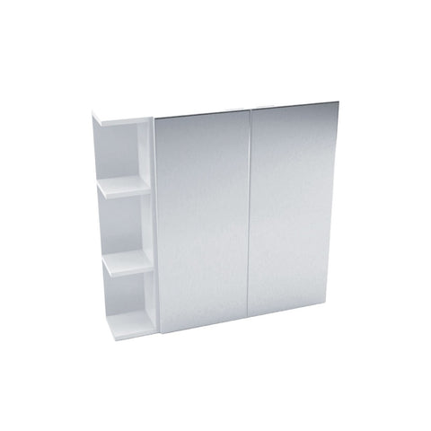 Fienza Mirror Cabinet 750mm with one side shelf Gloss White PS75 (4689840635964)