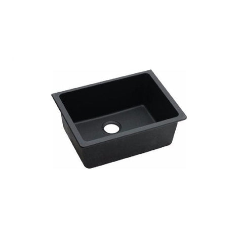 Aquaperla Arete Stone Kitchen Sink Black Granite Quartz Top/Undermount Single Bowl 635x469x241mm OX6347.KS (4670901747772)