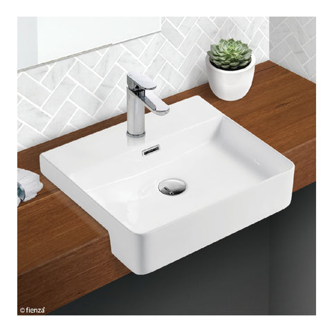 Fienza Semi Recessed Basin Petra 1th 500mm White RB4044