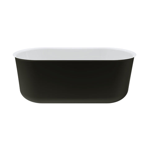 Fienza Windsor Acrylic Freestanding Bath 1500mm Matte Black with Gloss White Interior FR72-1500B