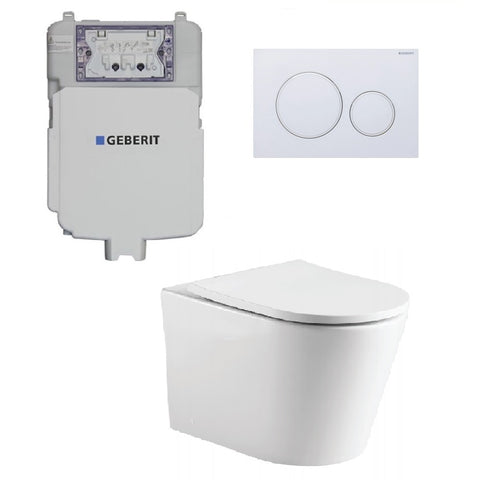 Geberit Toilet Package, Oliveri Oslo Wall Face Toilet Pan to Floor, Sigma 8 Inwall Cistern with Sigma 20 Flush Plate Matt White (4675267231804)