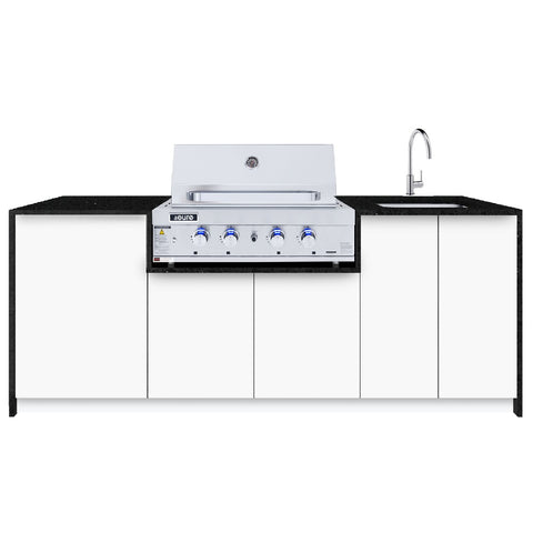Euro Alfresco Outdoor Kitchen Sasha 2.3m long White Cabinetry/20mm Sparkling Black Stone Benchtop Free Assembly, Check & Measure* Sasha16