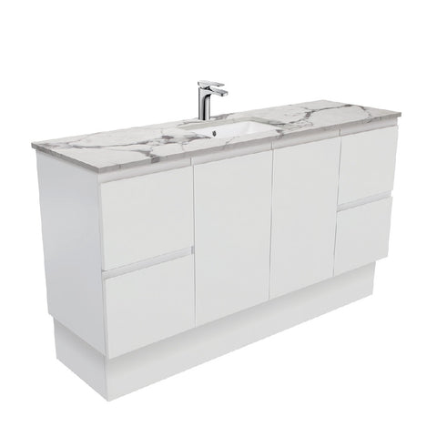 Fienza Fingerpull Matte Calacatta Marble Kicker 1500mm Vanity (Single Bowl)SM150ZKS (4597291122748)