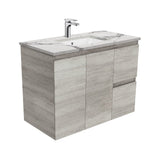 Fienza Edge Industrial Calacatta Marble Wall Hung 900mm Vanity (Left Drawers) SM90XL (4597291843644)