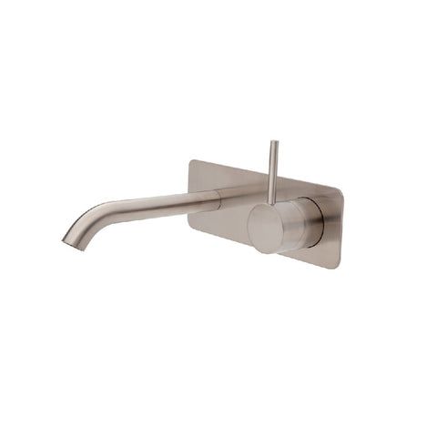 Fienza Kaya Up Wall Basin/ Bath Mixer Set Soft Square Plate 160mm Outlet Brushed Nickel 228119BN (4705866514492)