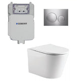 Geberit Toilet Package, Oliveri Oslo Wall Face Toilet Pan to Floor, Sigma 8 Inwall Cistern with Sigma 20 Flush Plate Bright Chrome (4675267133500)