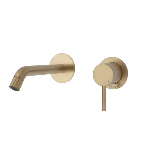 Fienza Axle Basin/ Bath 160mm Wall Mixer Set Round Plate Urban Brass 231104UB