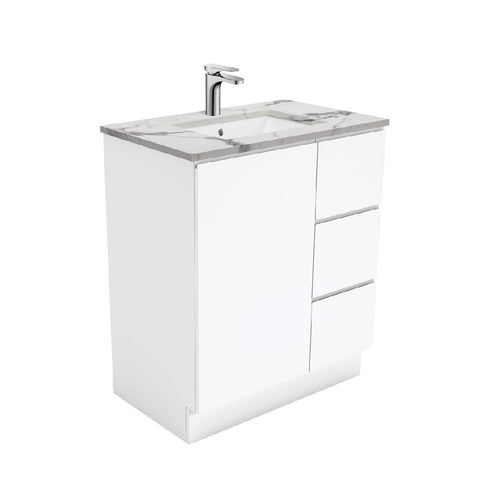 Fienza Fingerpull Calacatta Marble Kicker 750mm Vanity (Left Drawers) SM75CL (4597290369084)