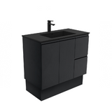 Fienza Montana Fingerpull 900mm Vanity kickboard (Left Drawers) Black MON90ZBKL (4597288534076)