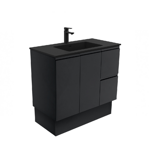 Fienza Montana Fingerpull 900mm Vanity kickboard (Left Drawers) Black MON90ZBKL (4597288534076)