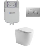 Geberit Toilet Package, Rimless Pan to Floor, Sigma 8 Inwall Cistern with Sigma 20 Flush Plate Matt Chrome (4675268542524)