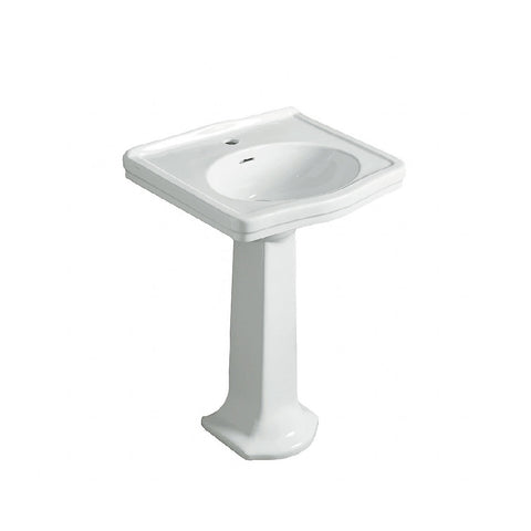Turner Hastings Claremont 58 x 45 Wash Basin & Pedestal 1th White CL582BP-1TH