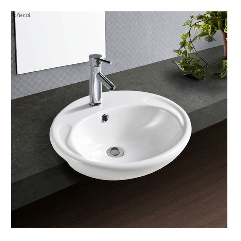 Fienza Semi Recessed Basin Micki 1th 520mm White RB760