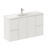 Fienza Siska Slim 1200mm Wall Hung Vanity Unit Satin White 120DF