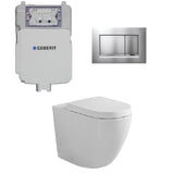 Geberit Toilet Package, Fienza Koko White Wall Face Toilet Pan to Floor, Sigma 8 Inwall Cistern with Sigma 30 Flush Plate Matt Chrome (4675267592252)