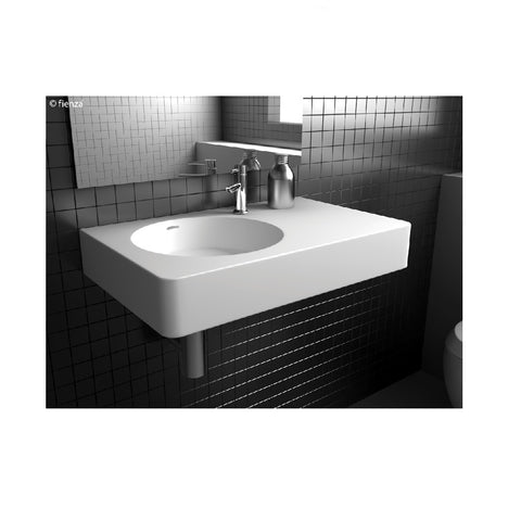 Fienza Wall Basin Encanto 700 Solid Surface No Tap Hole Left Hand Bowl (With Overflow) Matte White CSB11-70L-0 (4689839128636)