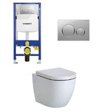 Geberit Toilet Package, Fienza Koko White Wall Hung Pan, Sigma 8 Inwall Cistern Frame with Sigma 20 Flush Plate Matt Chrome (4675267985468)