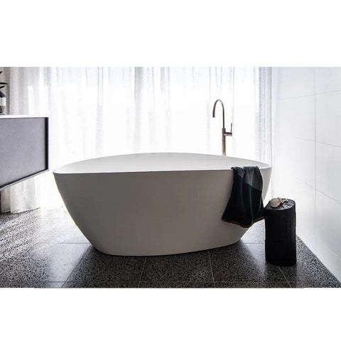 ADP Tranquil 1570mm Cast Marble Freestanding Bath Gloss White TRANBATH1570G (4641024016444)