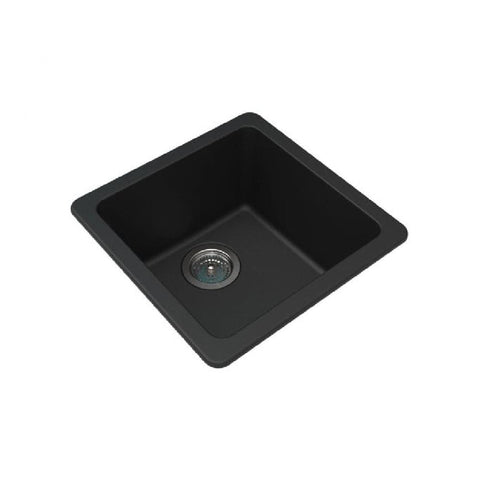 Aquaperla Arete Stone Kitchen Sink Black Granite Quartz Single Bowl Top/Under Mount 422x422x203mm OX4242.KS (4670901682236)