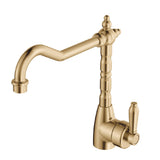 Fienza Eleanor Shepherds Crook Sink Mixer Urban Brass with Urban Brass Handle 202105UU